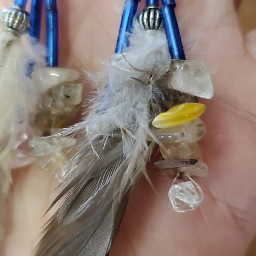 NWT! Artisian handmade feather crystal earrings